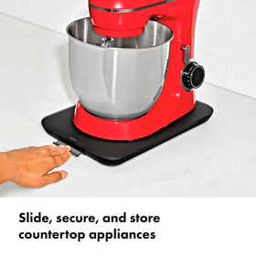 OXO Good Grips Countertop Slider with multiple appliances demonstrating organized space-saving storage