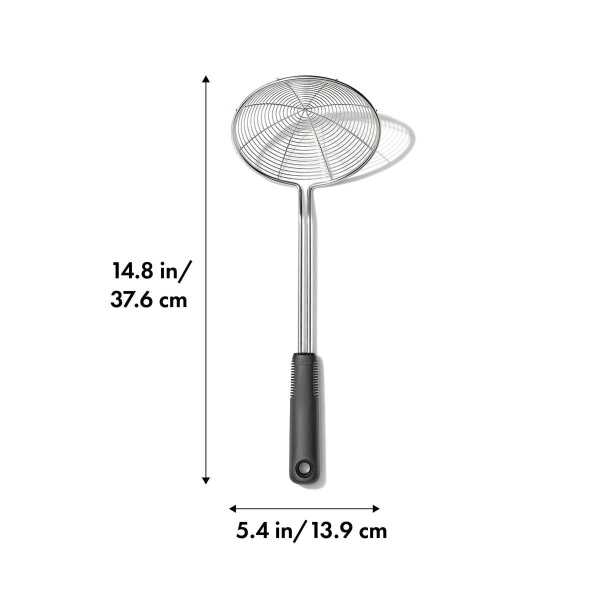 OXO Good Grips deep open basket skimmer drains efficiently vegetables