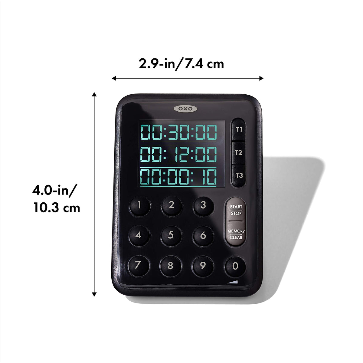 OXO Good Grips angled base keeps timer steady during use