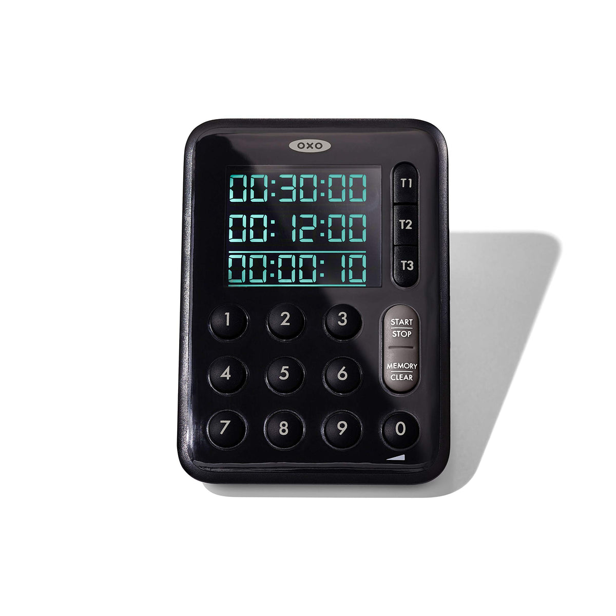 OXO Good Grips digital triple timer front view with large screen for quick multitasking