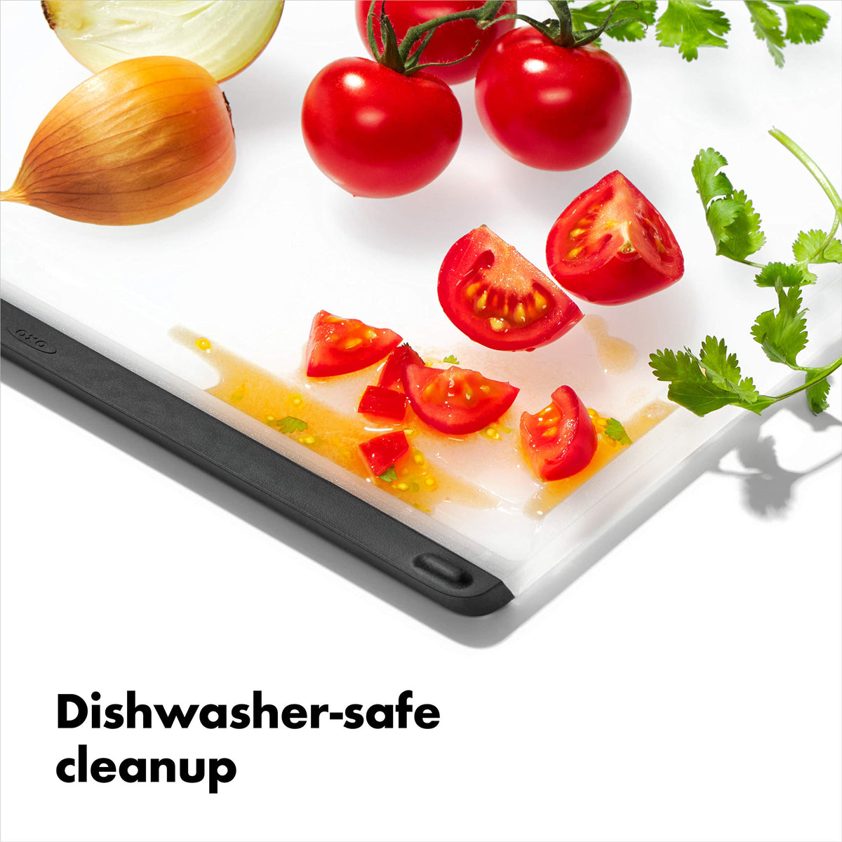 OXO Good Grips board is dishwasher safe for easy cleanup