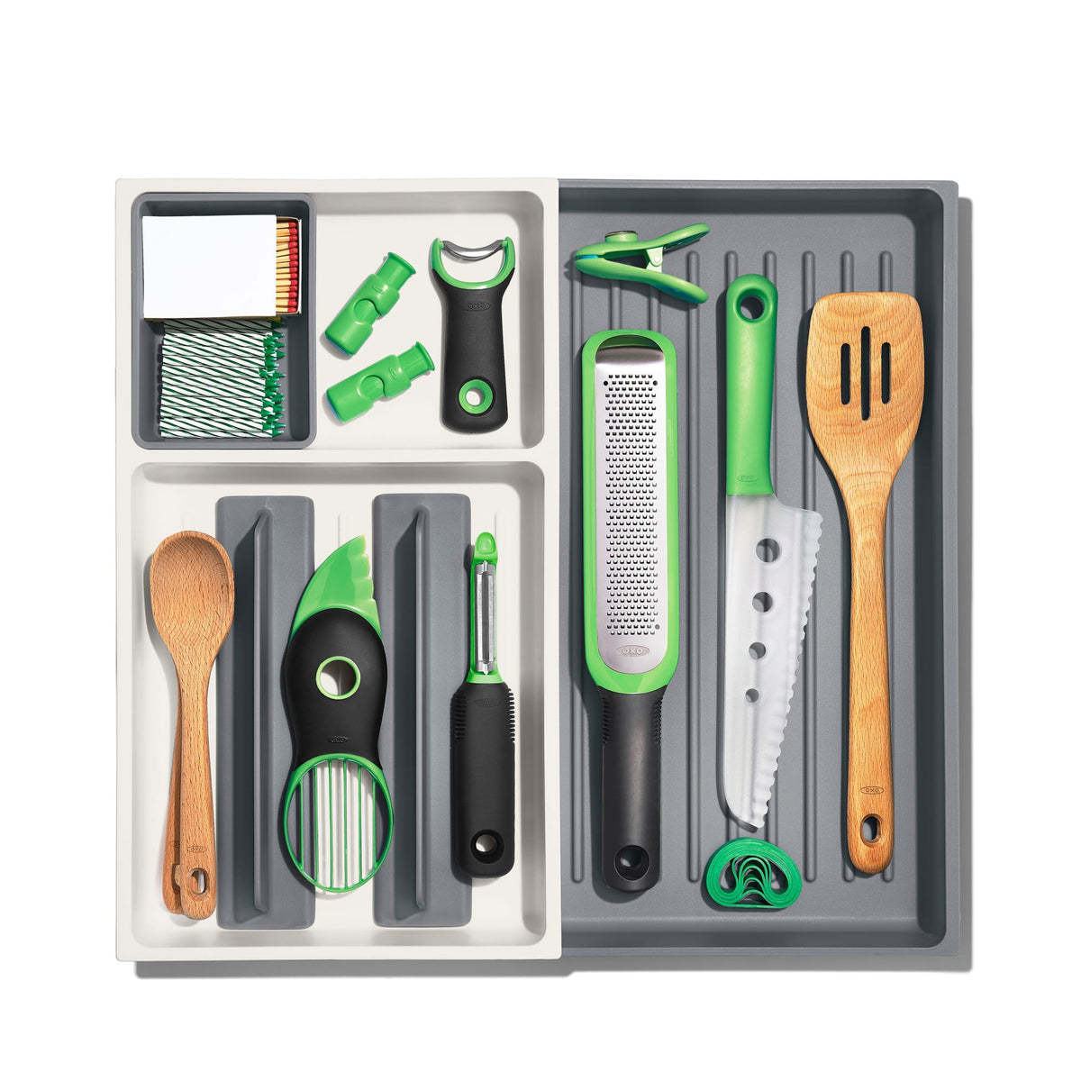 OXO Good Grips Drawer adjustable dividers help customize space for tools of varying sizes