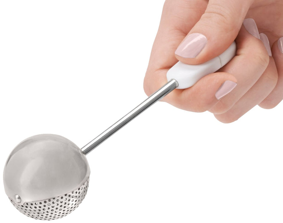 OXO Good Grips dusting wand in brushed stainless for even flouring.