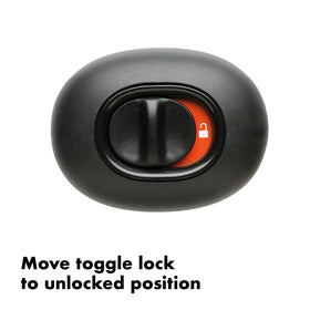 OXO Good Grips Easy-Clean Bladed Meat Tenderizer showing recessed toggle lock for safe storage.