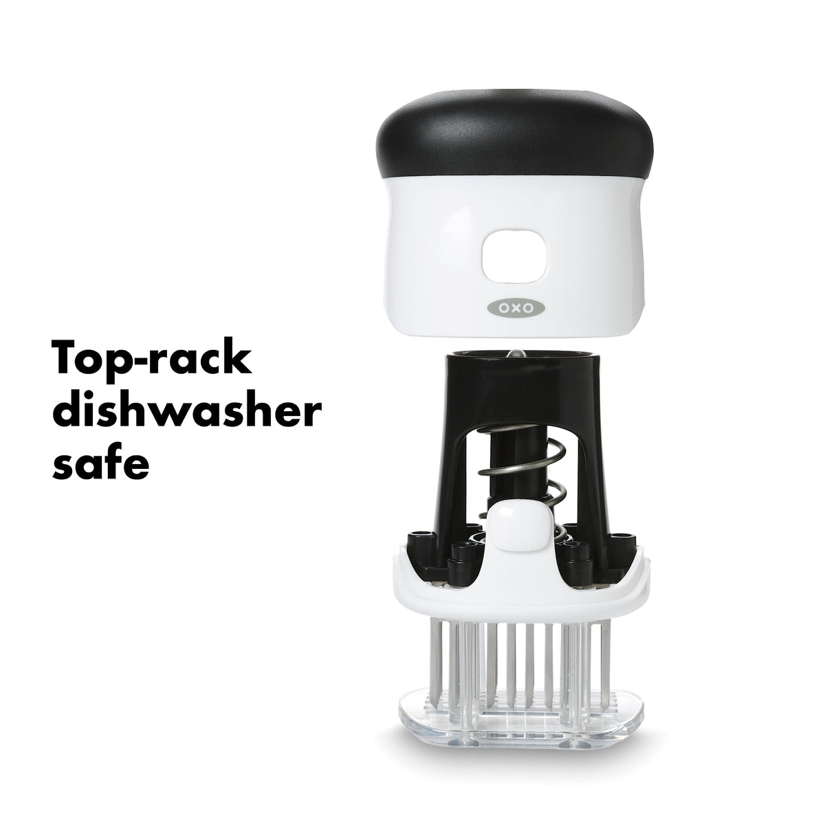 OXO Good Grips Easy-Clean Bladed Meat Tenderizer top can be removed for thorough cleaning.