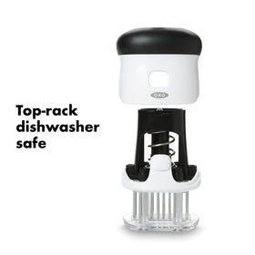 OXO Good Grips Easy-Clean Bladed Meat Tenderizer top can be removed for thorough cleaning.