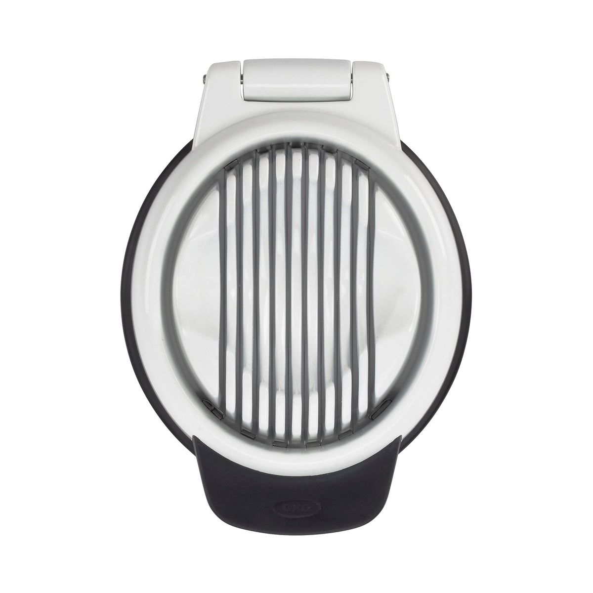 OXO Good Grips Egg Slicer base ready for stable slicing on a counter.