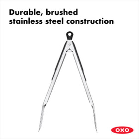 OXO Good Grips ergonomic palm design for reduced fatigue during cooking.