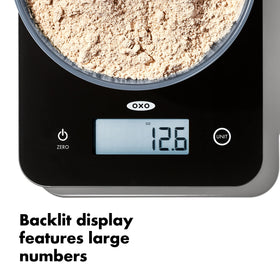 OXO Good Grips glass platform resists stains and wipes clean during kitchen use