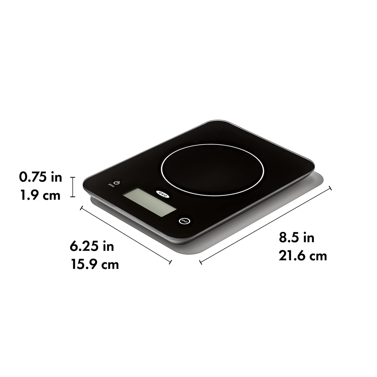 OXO Good Grips scale tare function demonstrated for easy zeroing between ingredients