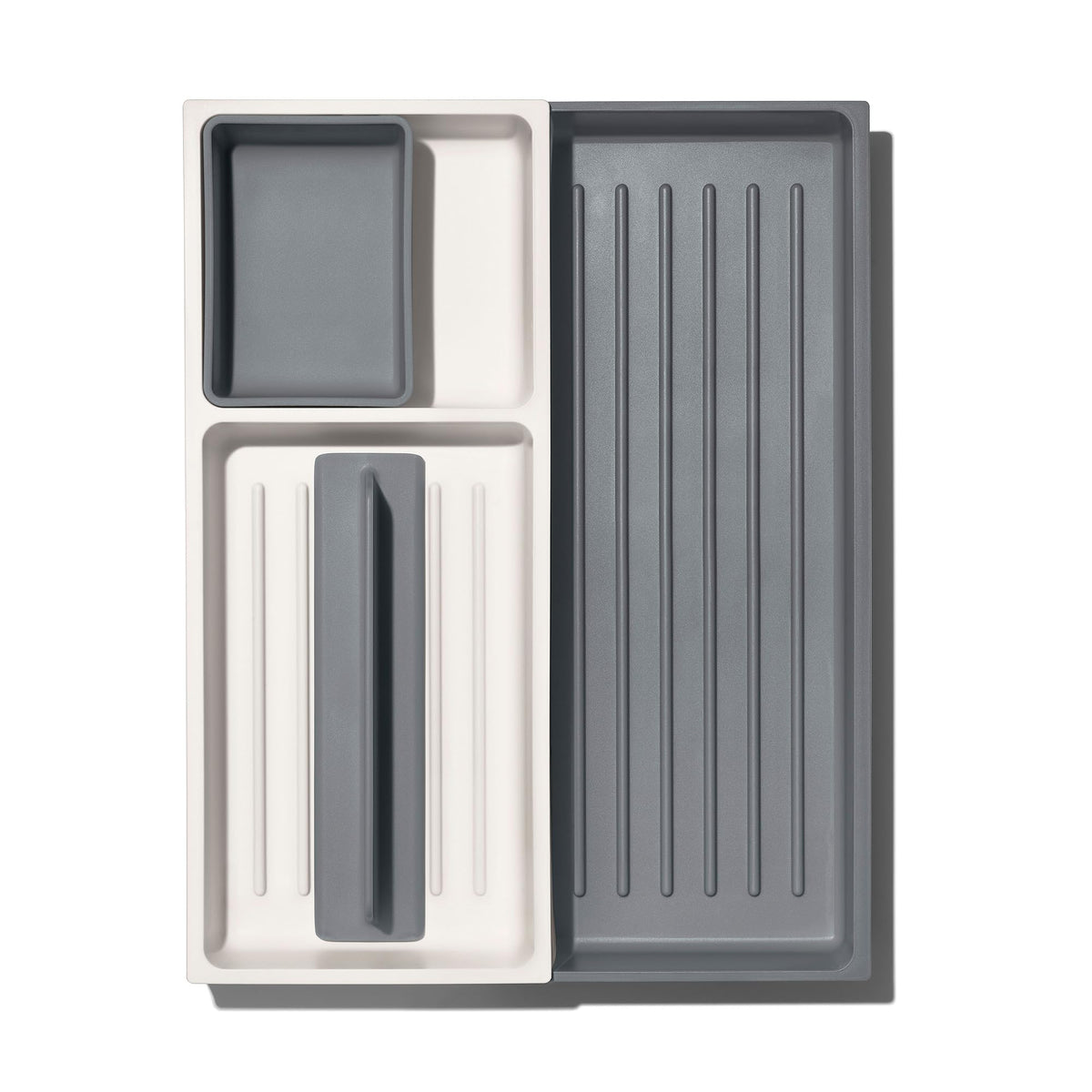 OXO Good Grips Expandable Drawer Organizer extended section keeps long utensils neatly separated
