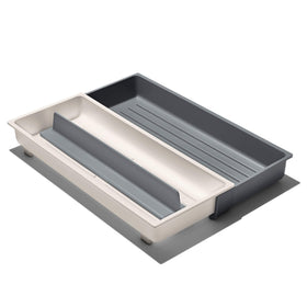 OXO Good Grips Expandable Long Tool Organizer, closed for compact drawer storage.
