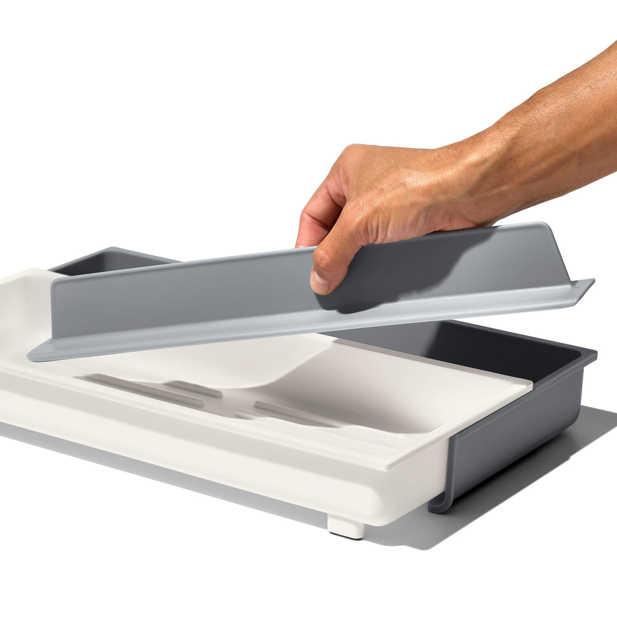 OXO Good Grips Expandable Long Tool Organizer features non-slip feet to stay in place.
