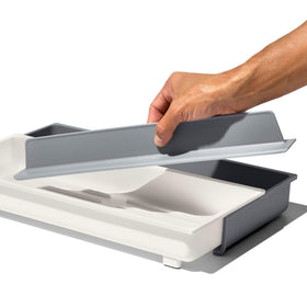 OXO Good Grips Expandable Long Tool Organizer features non-slip feet to stay in place.