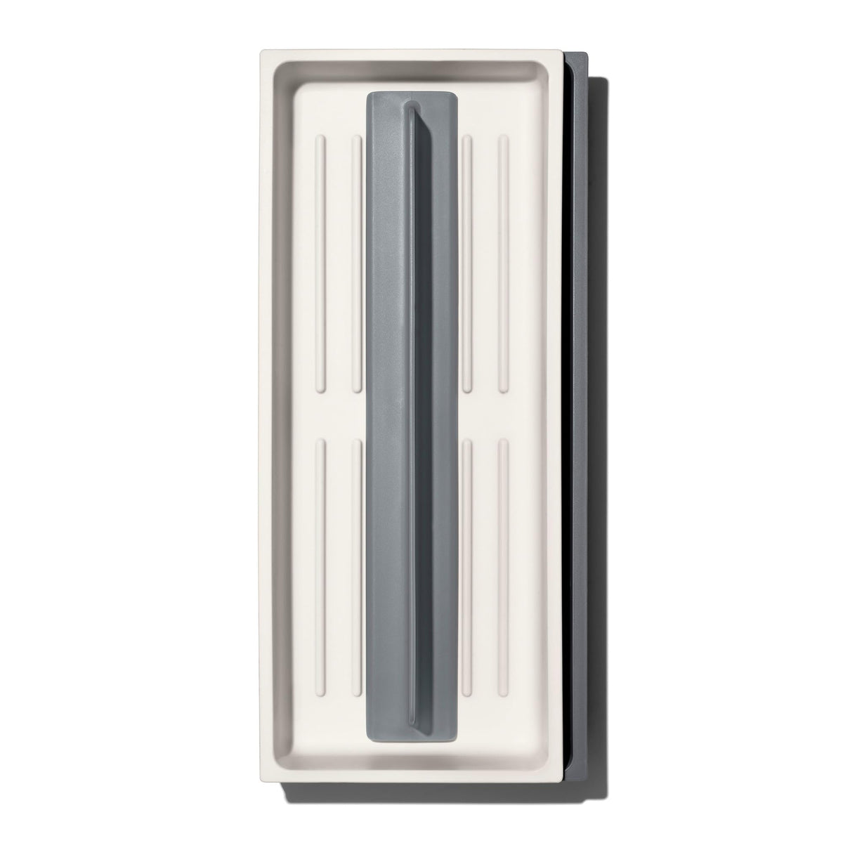 OXO Good Grips Expandable Long Tool Organizer with square corners for a clean drawer look.