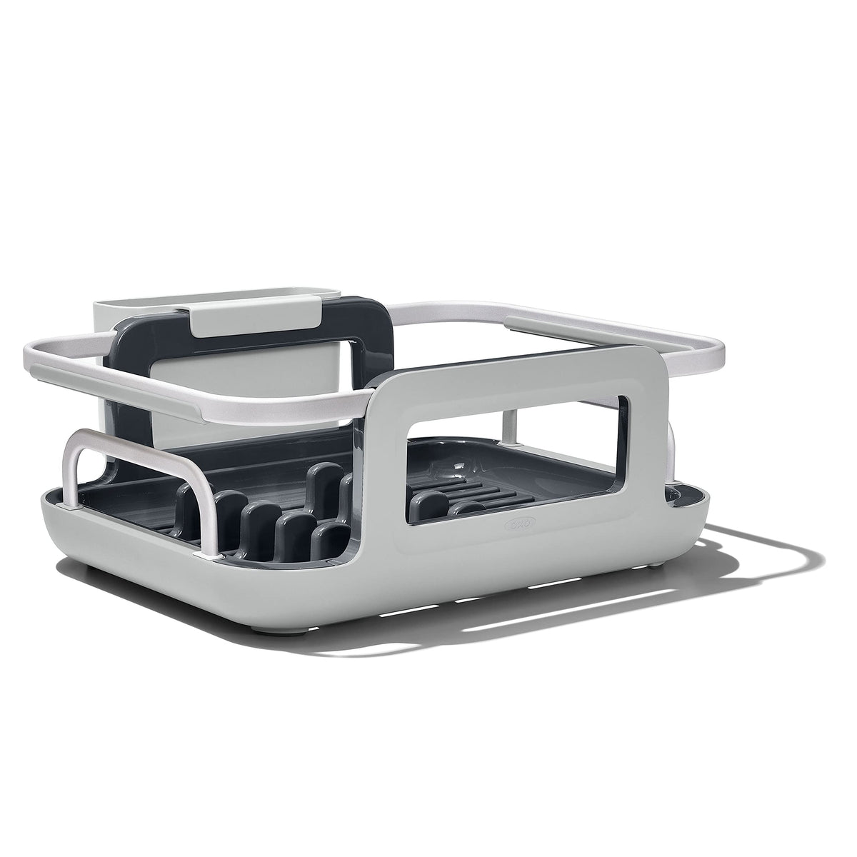 OXO Good Grips extendable over-sink rack draining directly into sink for efficient drying