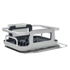 OXO Good Grips extendable over-sink rack draining directly into sink for efficient drying