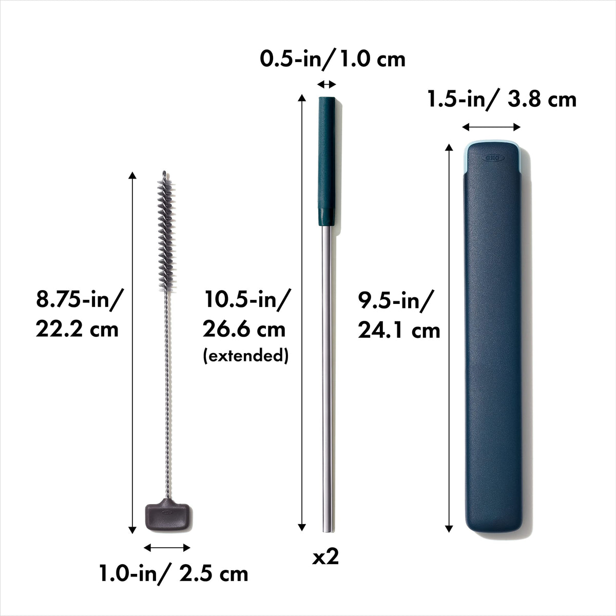 OXO Good Grips extendable-straws-blue-green provide durable, multi-use option for large cups.