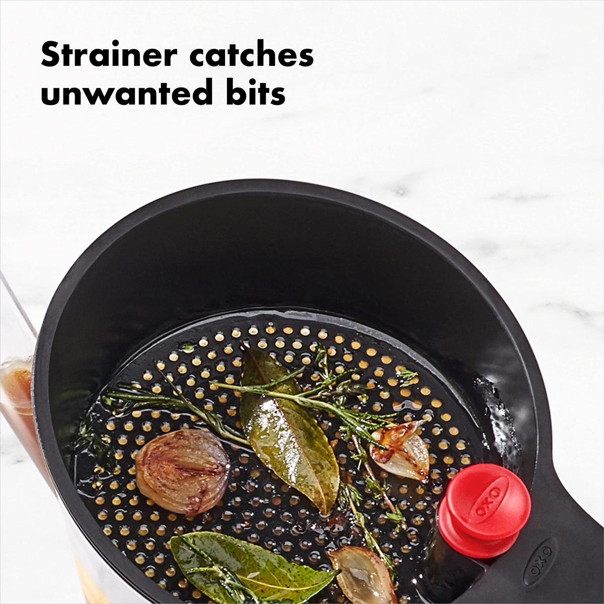 OXO Good Grips ergonomic, non-slip handle ensures comfortable pouring.