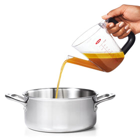 OXO comfortable non slip handle enhances control when pouring