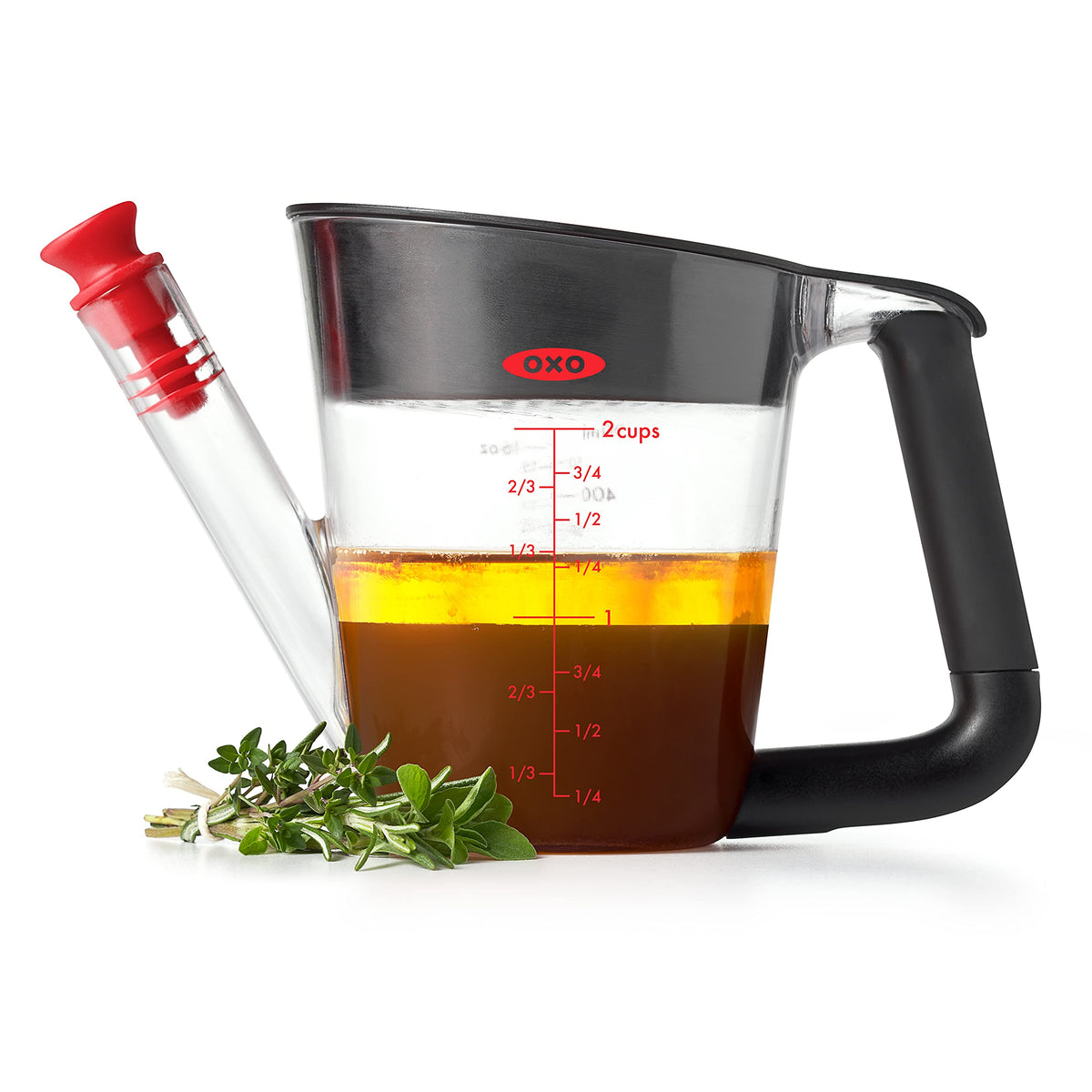 OXO built in stopper storage keeps the accessory organized