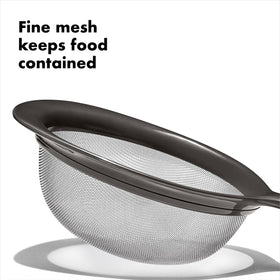 OXO Good Grips 8-inch fine mesh strainer for pasta and blanching.