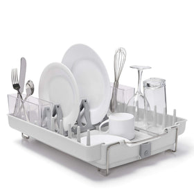 OXO Good Grips Foldaway Dish Rack plate rack keeps plates upright and safe.