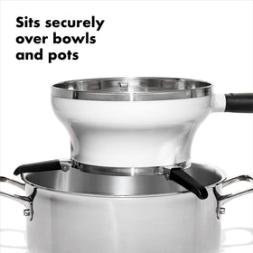 Folding legs save space for compact kitchen storage.