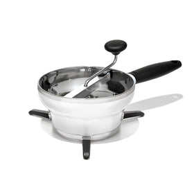 OXO Good Grips Food Mill with stainless steel bowl handles hot ingredients and resists staining.