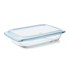 OXO Good Grips freezer-to-oven baking dish with lid for easy transport.