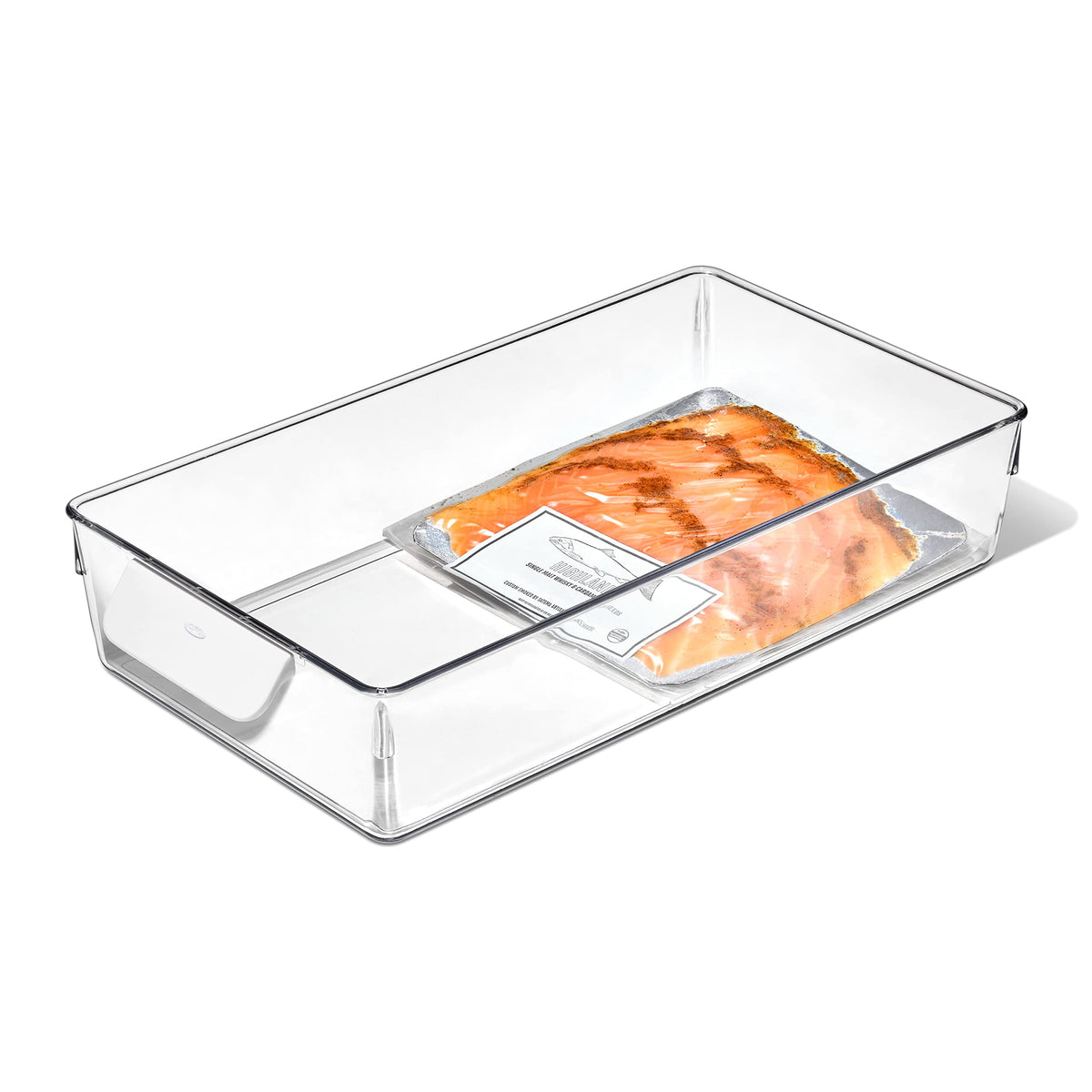 OXO Good Grips fridge bin keeps contents visible and organized for easy access