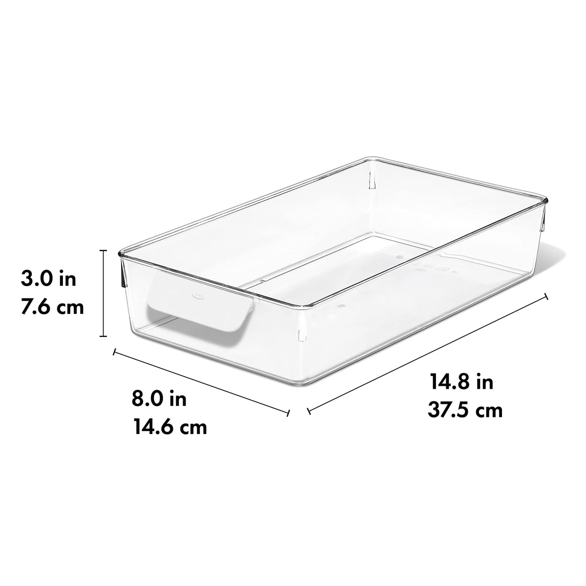 OXO Good Grips organization system bins and drawers support fridge layout
