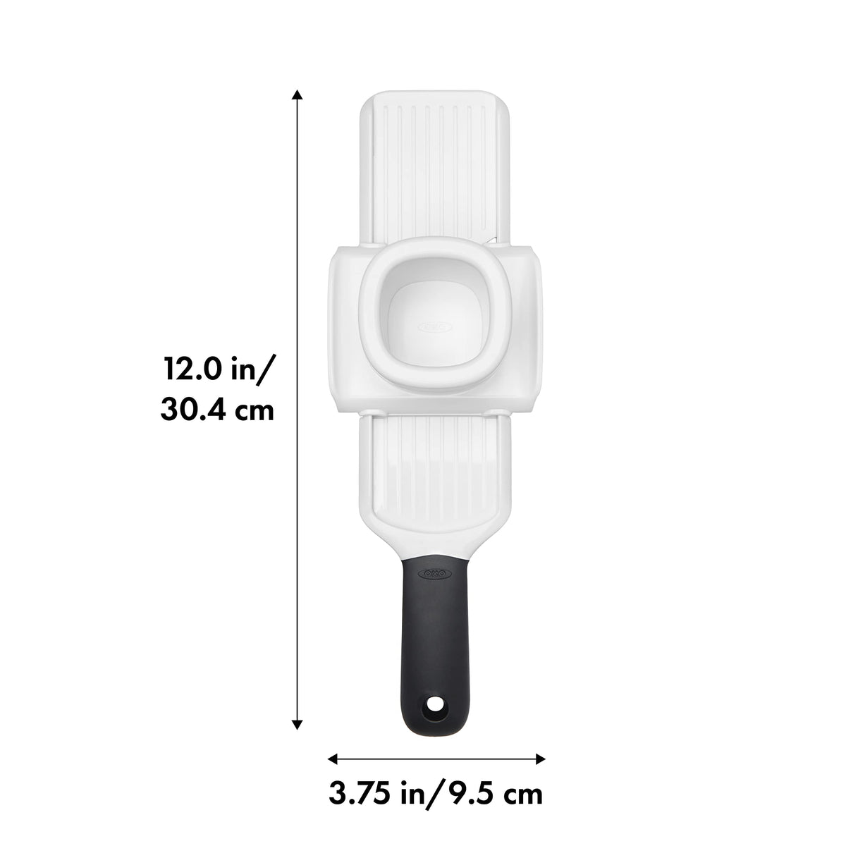 OXO Good Grips Garlic Slicer side view showing non-slip grip for stability