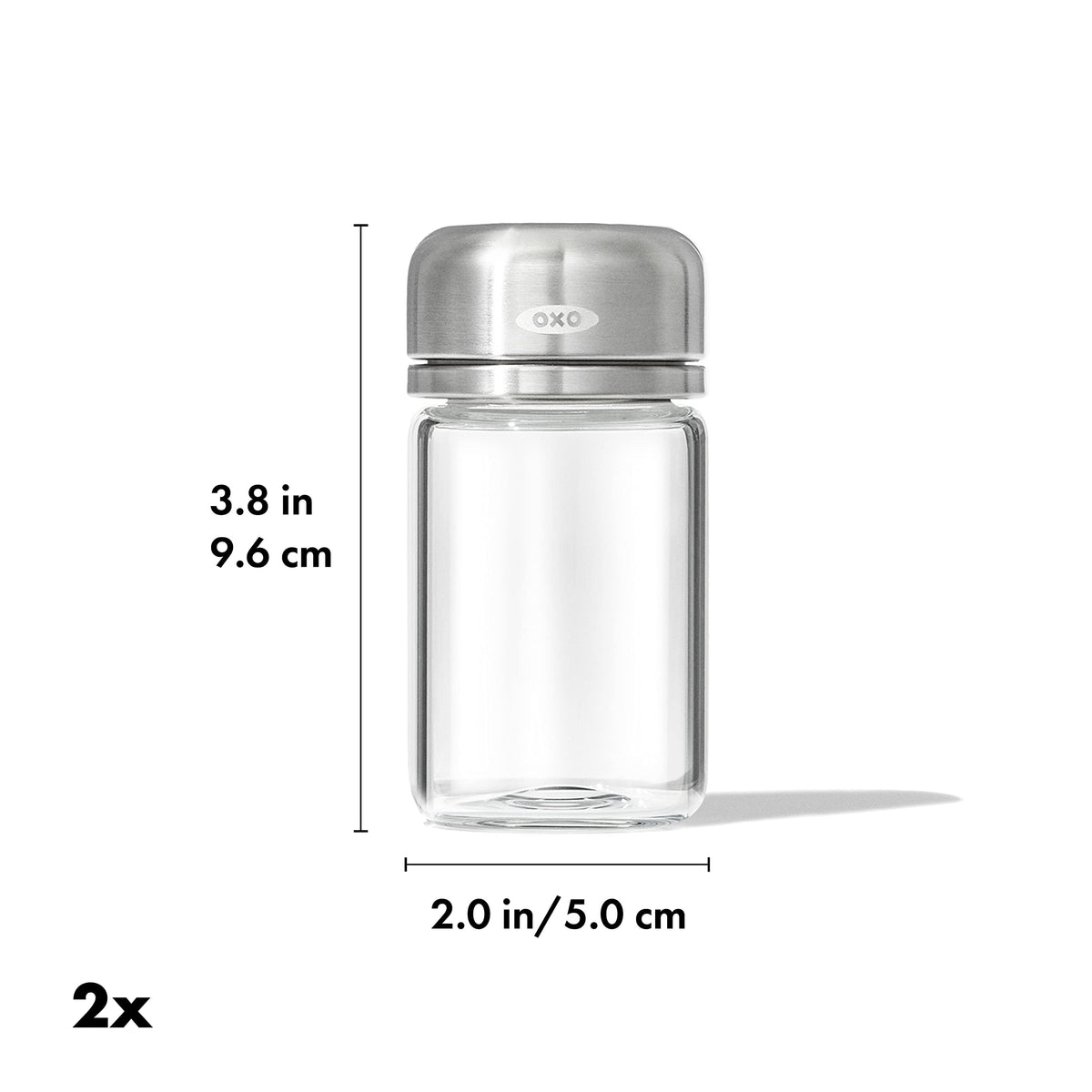 OXO Good Grips glass adjustable pepper shaker lid dials for controlled seasoning