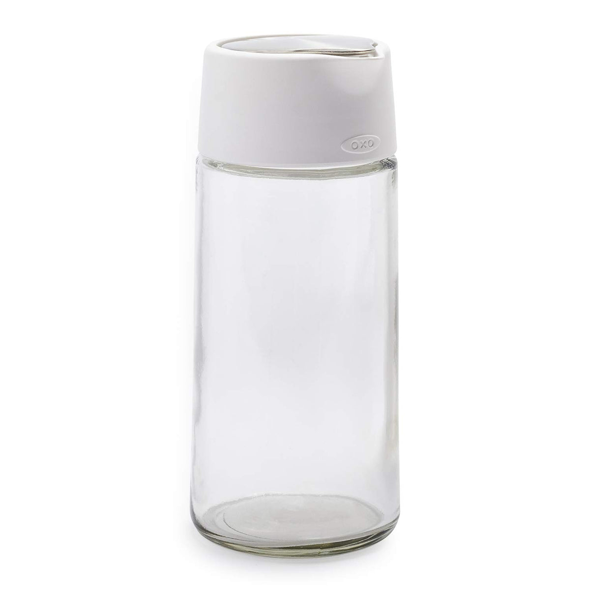 OXO Good Grips Glass Creamer showing silicone seals for freshness.