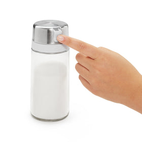 OXO Good Grips sugar dispenser showing silicone seals for airtight freshness.