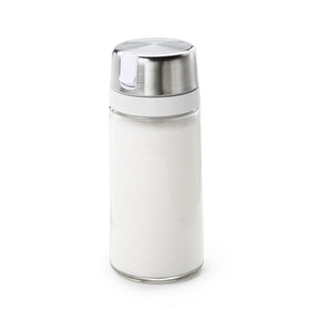 OXO Good Grips glass sugar dispenser with smooth spout for controlled pours.
