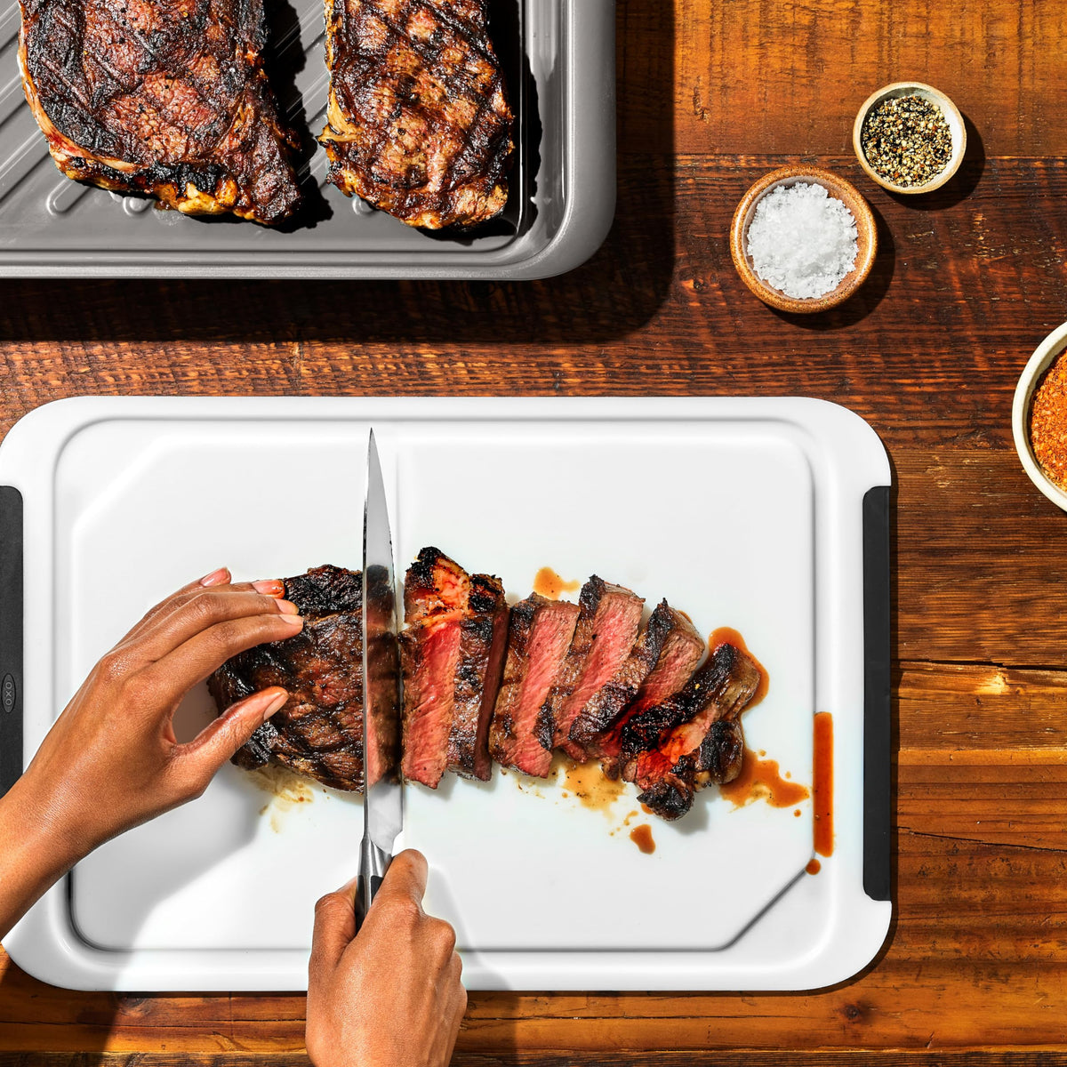 OXO Good Grips Grilling Prep & Carry System compact nesting design for easy storage.