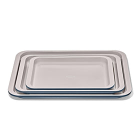 OXO Good Grips half-sheet pan in storm blue for even browning and easy cookie prep.