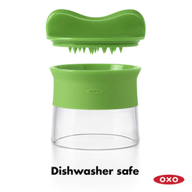 OXO Good Grips spiralizer opens to handle round vegetables like potatoes or beets.