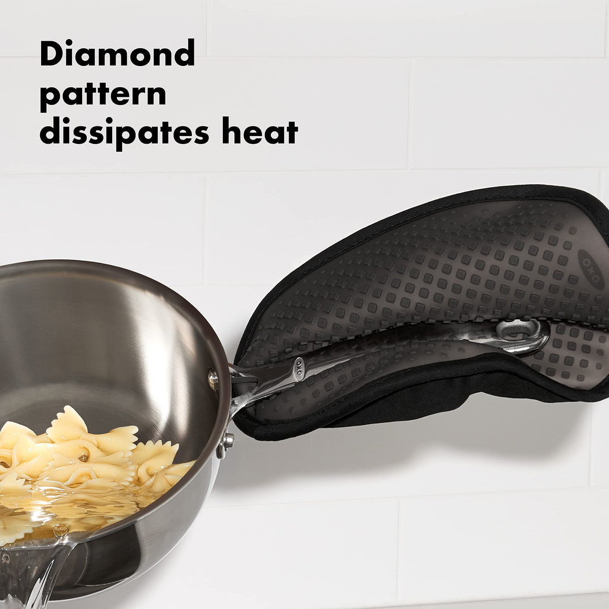 OXO Good Grips pot holder features flame and stain resistant silicone for everyday heat protection