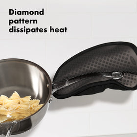 OXO Good Grips pot holder features flame and stain resistant silicone for everyday heat protection