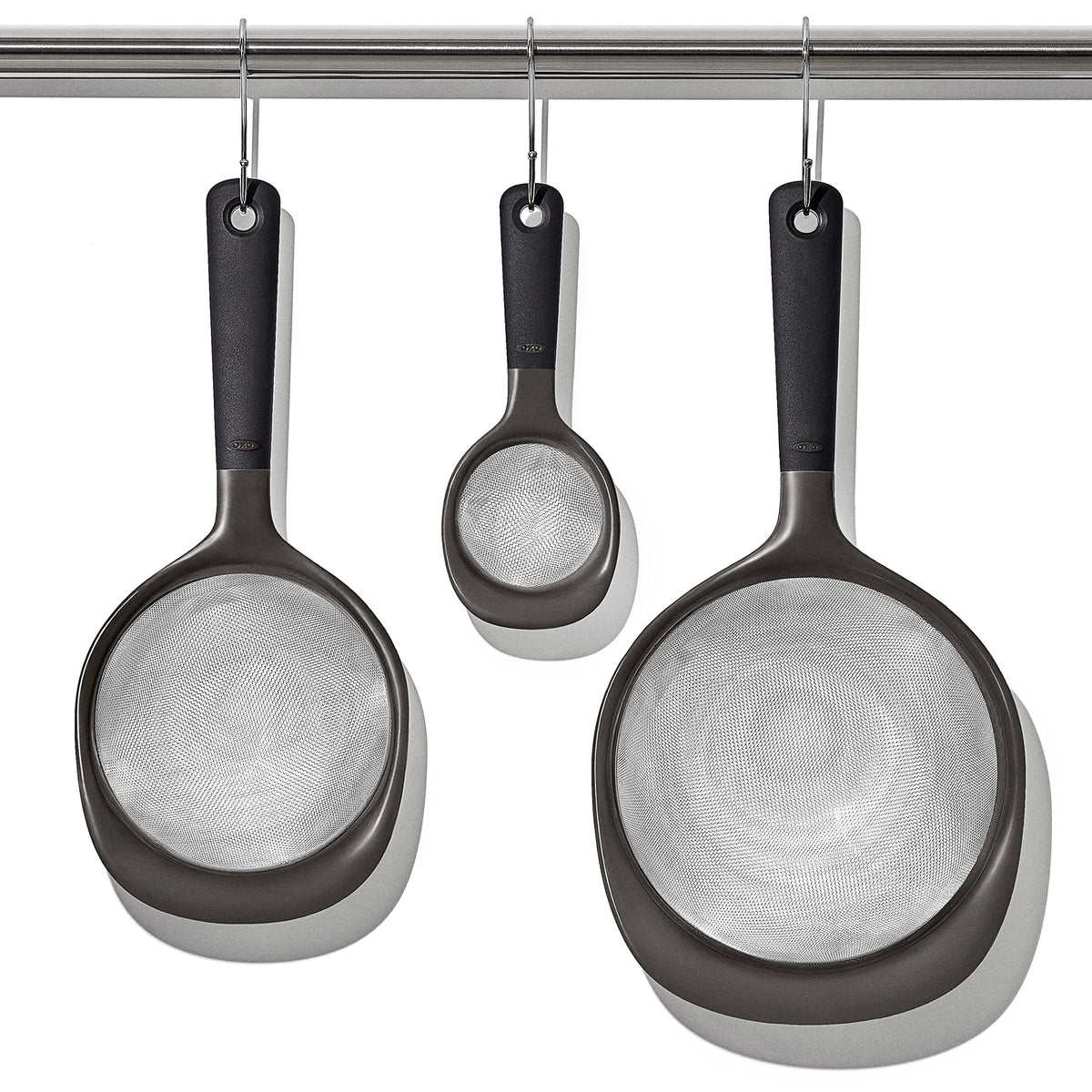 OXO Good Grips hole-in-handles for easy storage.