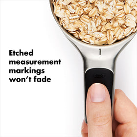 Includes measurements from 1/4 teaspoon to 1 cup for versatile use.