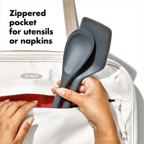 OXO Good Grips carrier oat exterior uses 100% recycled materials for durability.