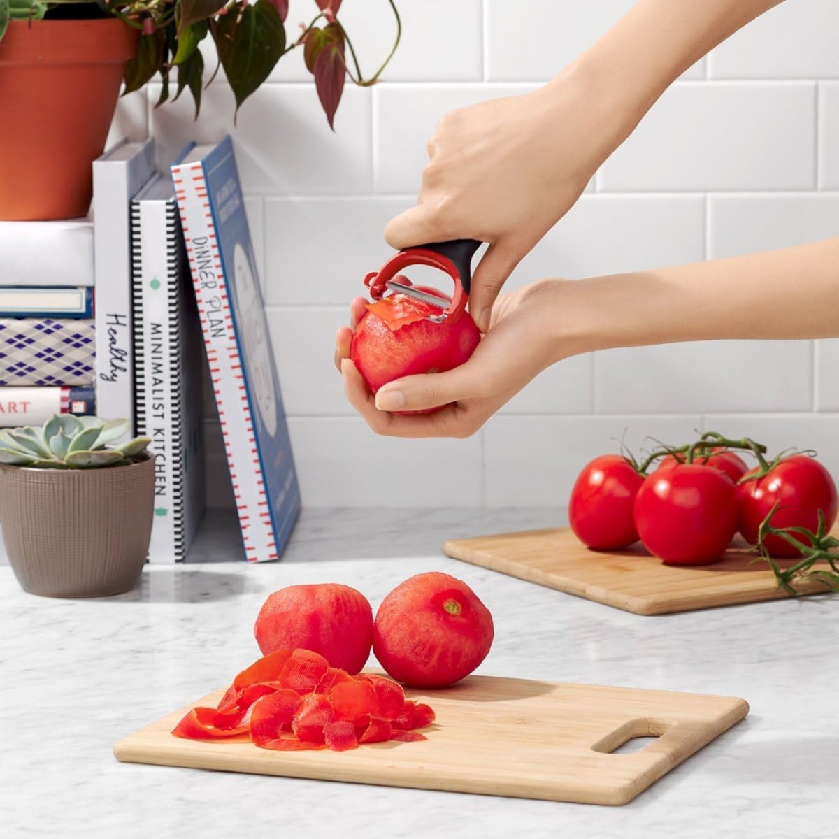 OXO Good Grips julienne peeler creates uniform strips for salads and slaws.