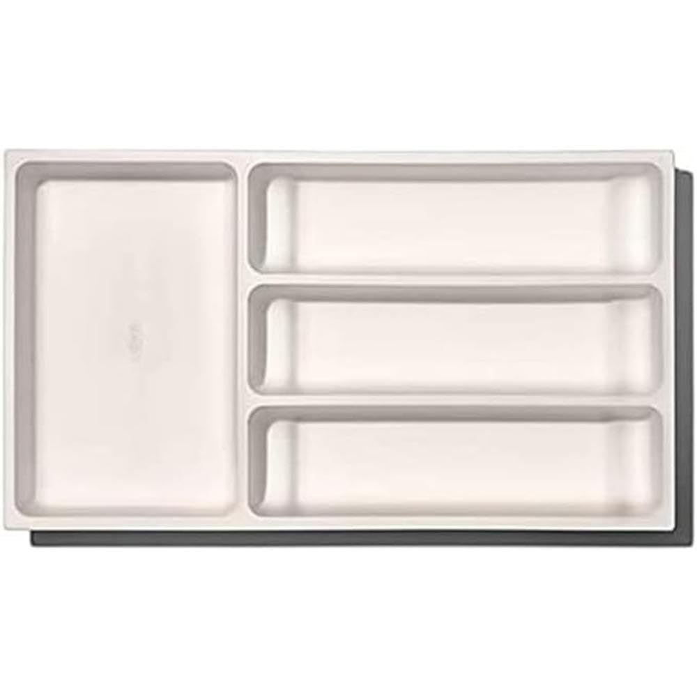 OXO Good Grips expandable white kitchen drawer organizer keeps utensils organized and accessible.