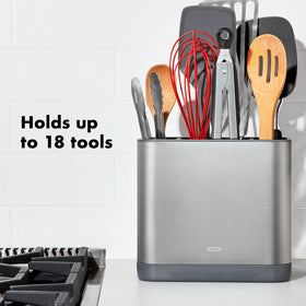 The OXO Good Grips large-capacity holder fits 16+ utensils