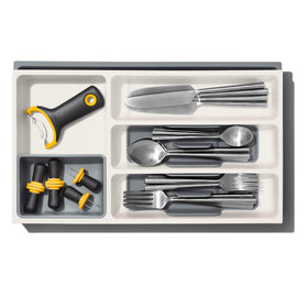 Large open area accommodates irregular-shaped tools like can openers and tongs.