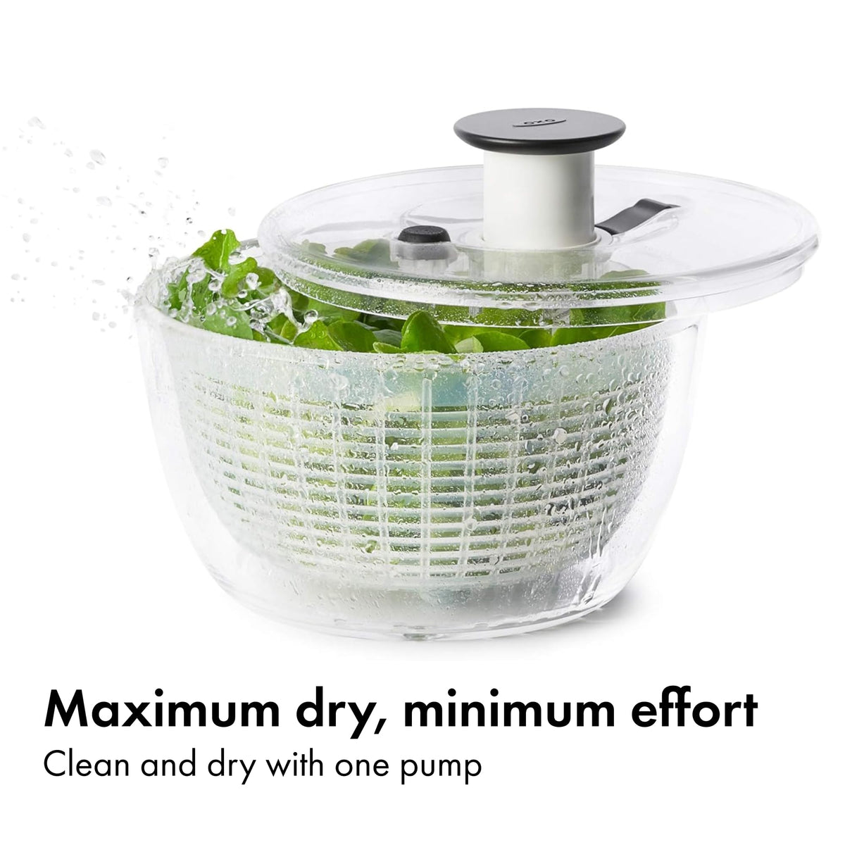 OXO Good Grips Little Salad Spinner basket doubles as a colander for rinsing.